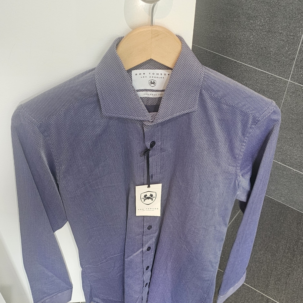 Ron Tomson Men's Elegant Navy Dress Shirt